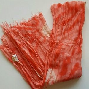 Coral Tie Dye Embroidered Scarf 3/ $10